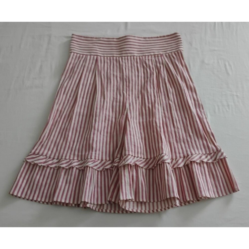 Luisa Beccaria Shorts Women's Linen Blend Stripe Ruffled High Waist Boho 6